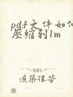 pdf文件如何压缩到1m