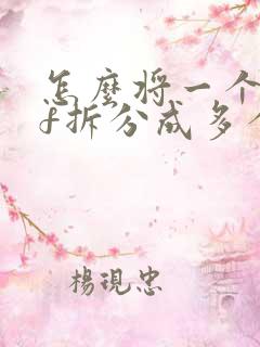 怎么将一个pdf拆分成多个
