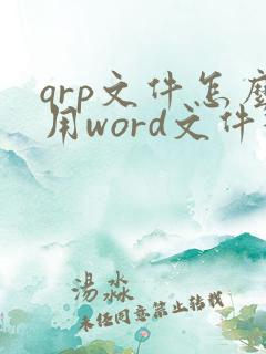 qrp文件怎么用word文件打开