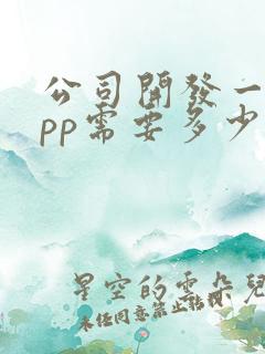 公司开发一个app需要多少钱