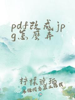 pdf改成jpg怎么弄