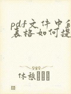 pdf文件中的表格如何提取