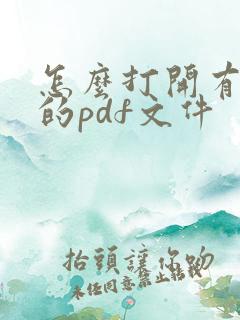 怎么打开有密码的pdf文件