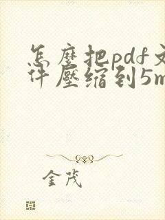 怎么把pdf文件压缩到5m以下