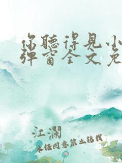 你听得见小说无弹窗全文免费阅读