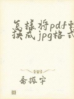 怎样将pdf转换成jpg格式