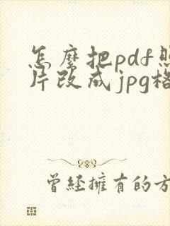怎么把pdf照片改成jpg格式