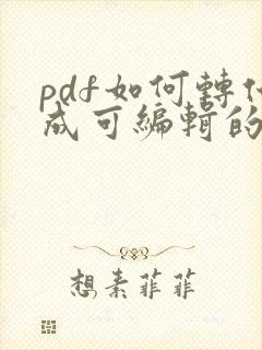 pdf如何转化成可编辑的word文档