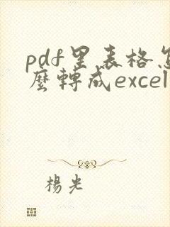 pdf里表格怎么转成excel