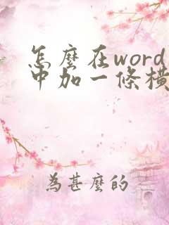 怎么在word中加一条横线