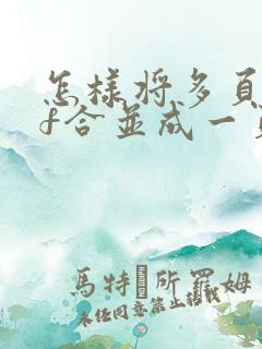 怎样将多页pdf合并成一页