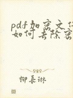 pdf加密文件如何去除密码