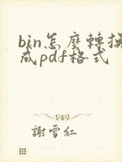 bin怎么转换成pdf格式