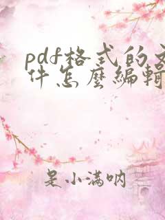 pdf格式的文件怎么编辑内容