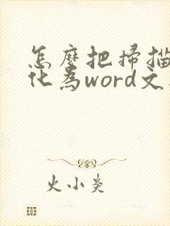 怎么把扫描件转化为word文档