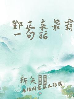 邓正来最霸气的一句话