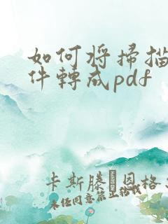 如何将扫描的文件转成pdf