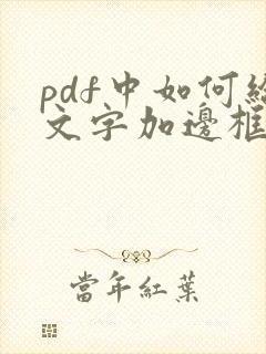 pdf中如何给文字加边框