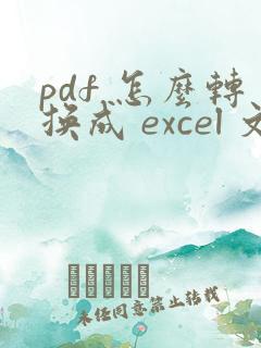 pdf 怎么转换成 excel 文档