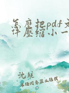 怎么把pdf文件压缩小一点