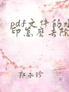 pdf文件的水印怎么去除
