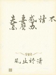 夫妻感情不和该怎么办