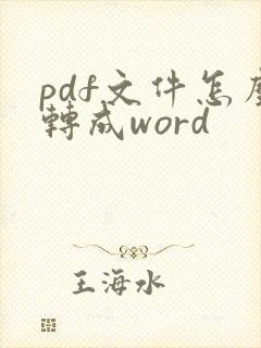 pdf文件怎么转成word