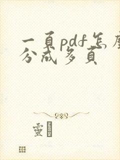 一页pdf怎么分成多页