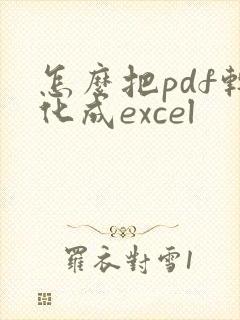 怎么把pdf转化成excel