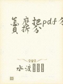 怎么把pdf分页拆分