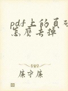 pdf上的页码怎么去掉