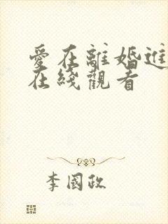 爱在离婚进行时在线观看