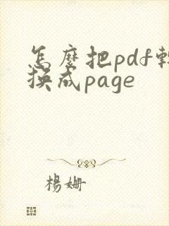 怎么把pdf转换成page