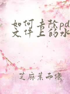 如何去除pdf文件上的水印