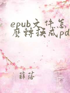 epub文件怎么转换成pdf免费