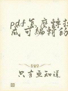 pdf怎么转换成可编辑的文件