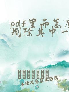 pdf里面怎么删除其中一页