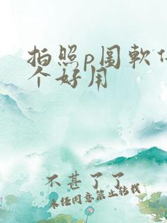 拍照p图软件哪个好用