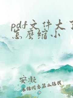 pdf文件大了怎么缩小