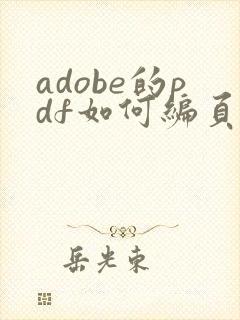 adobe的pdf如何编页码