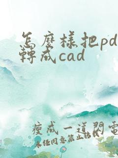 怎么样把pdf转成cad