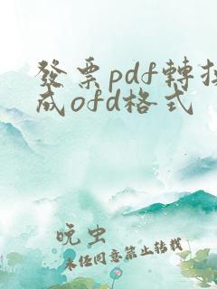 发票pdf转换成ofd格式