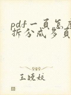 pdf一页怎么拆分成多页打印