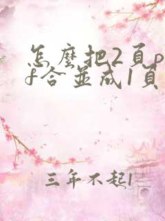 怎么把2页pdf合并成1页