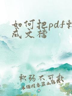 如何把pdf转成文档