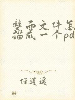 双面文件怎么扫描成一个pdf