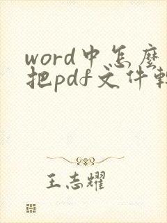 word中怎么把pdf文件转换成word