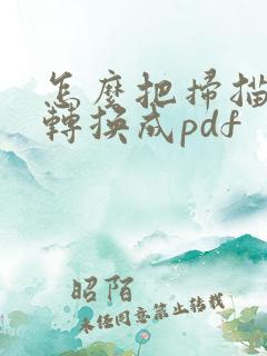 怎么把扫描文件转换成pdf