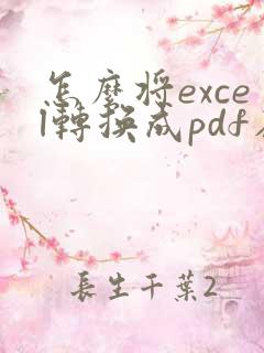怎么将excel转换成pdf在一页
