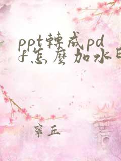 ppt转成pdf怎么加水印